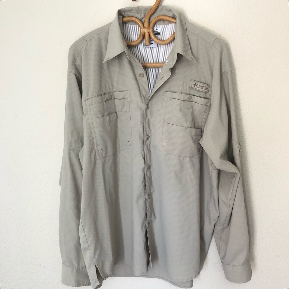 Columbia PFG Mens Vented Fishing Shirt size Medium Button Down Long Sleeve